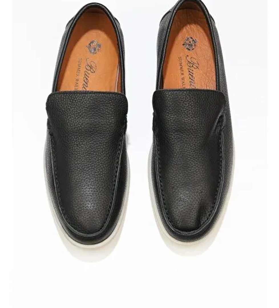 Bueno Shoes Siyah Flotter Deri Erkek Loafer 05ms102 - Görsel 1