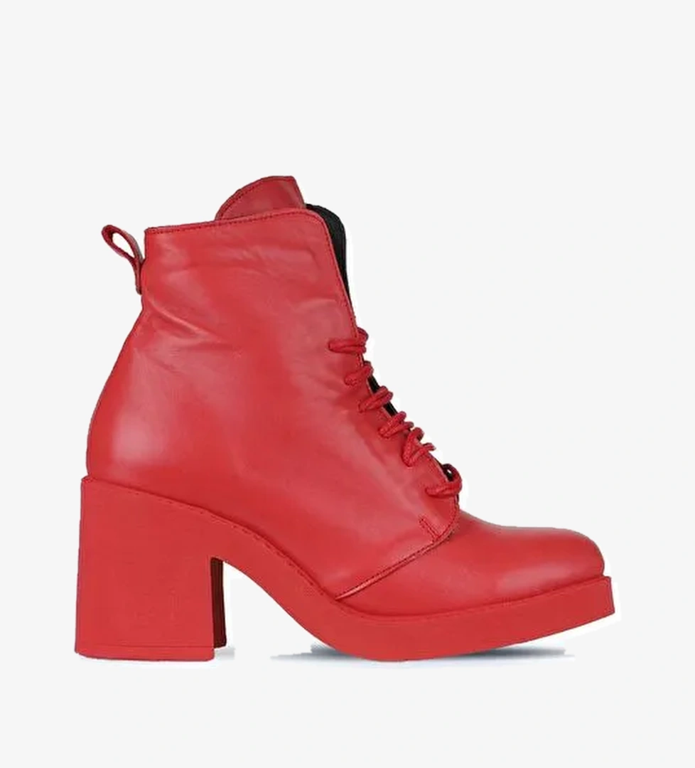 Bueno Shoes Kırmızı Deri Kadın Topuklu Bot 01wz7107 - Görsel 1