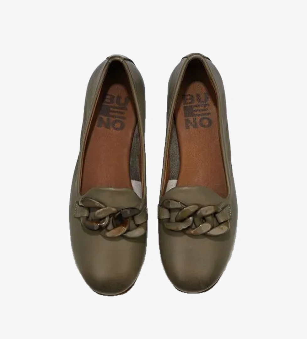 Bueno Shoes Haki Deri Kadın Düz Babet 01wu3600