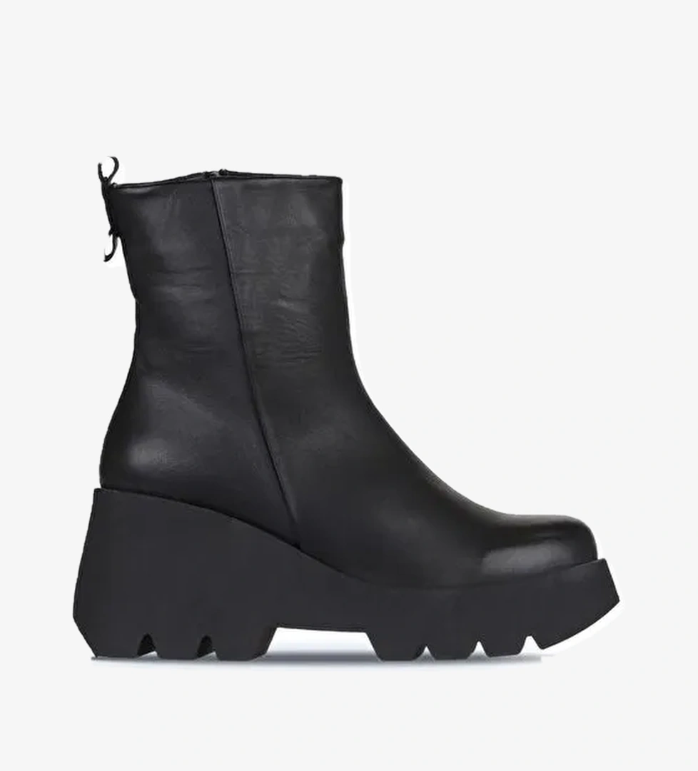 Bueno Shoes Siyah Deri Kadın Dolgu Topuklu Bot 01wz8404 - Görsel 1