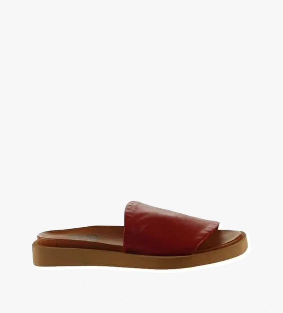 Bueno Shoes Kırmızı Deri Kadın Düz Terlik 01wq9103 - Görsel 1