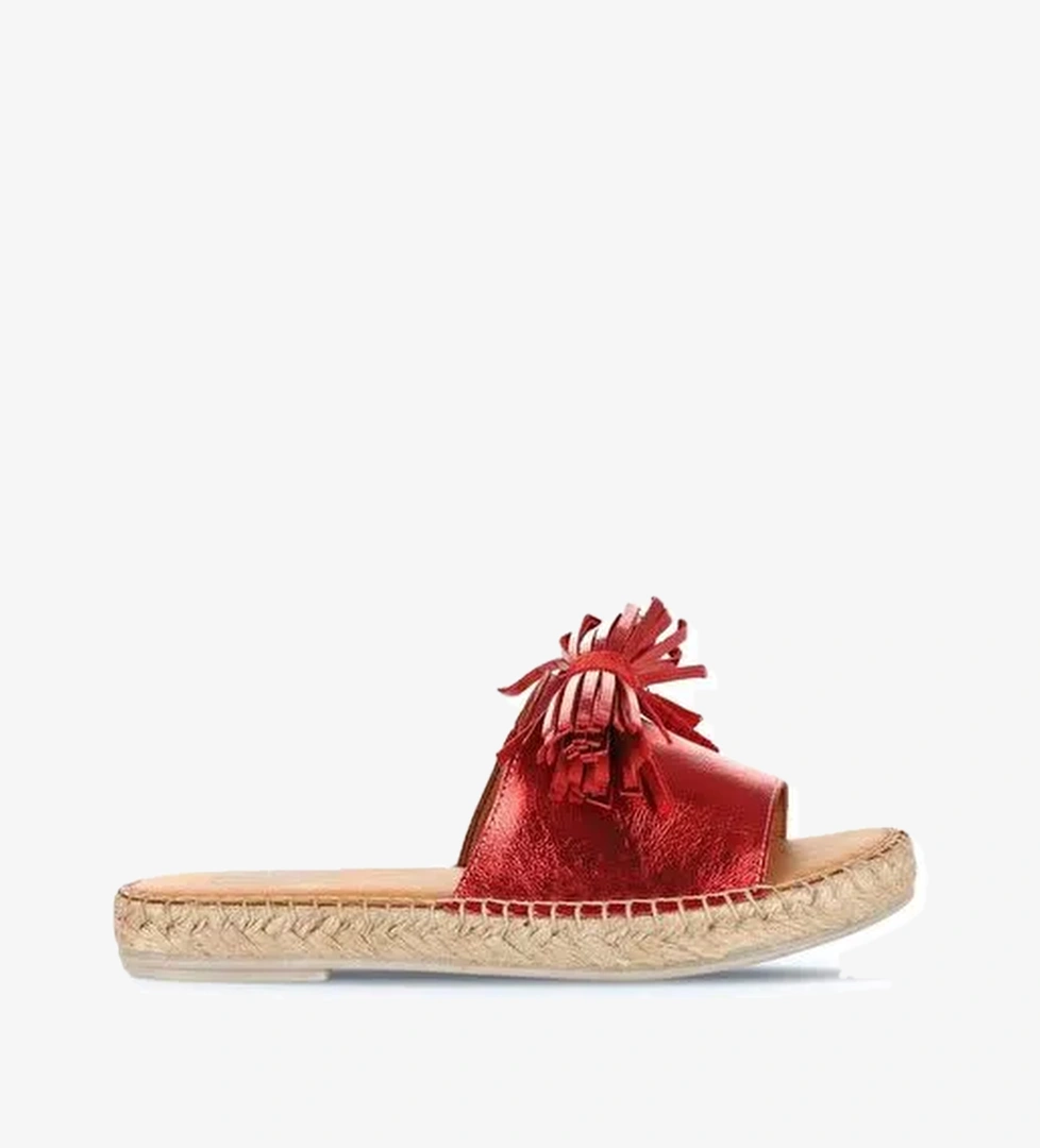 Bueno Shoes Kırmızı Parlak Deri Kadın Espadril Terlik 01wn3000 - Görsel 1