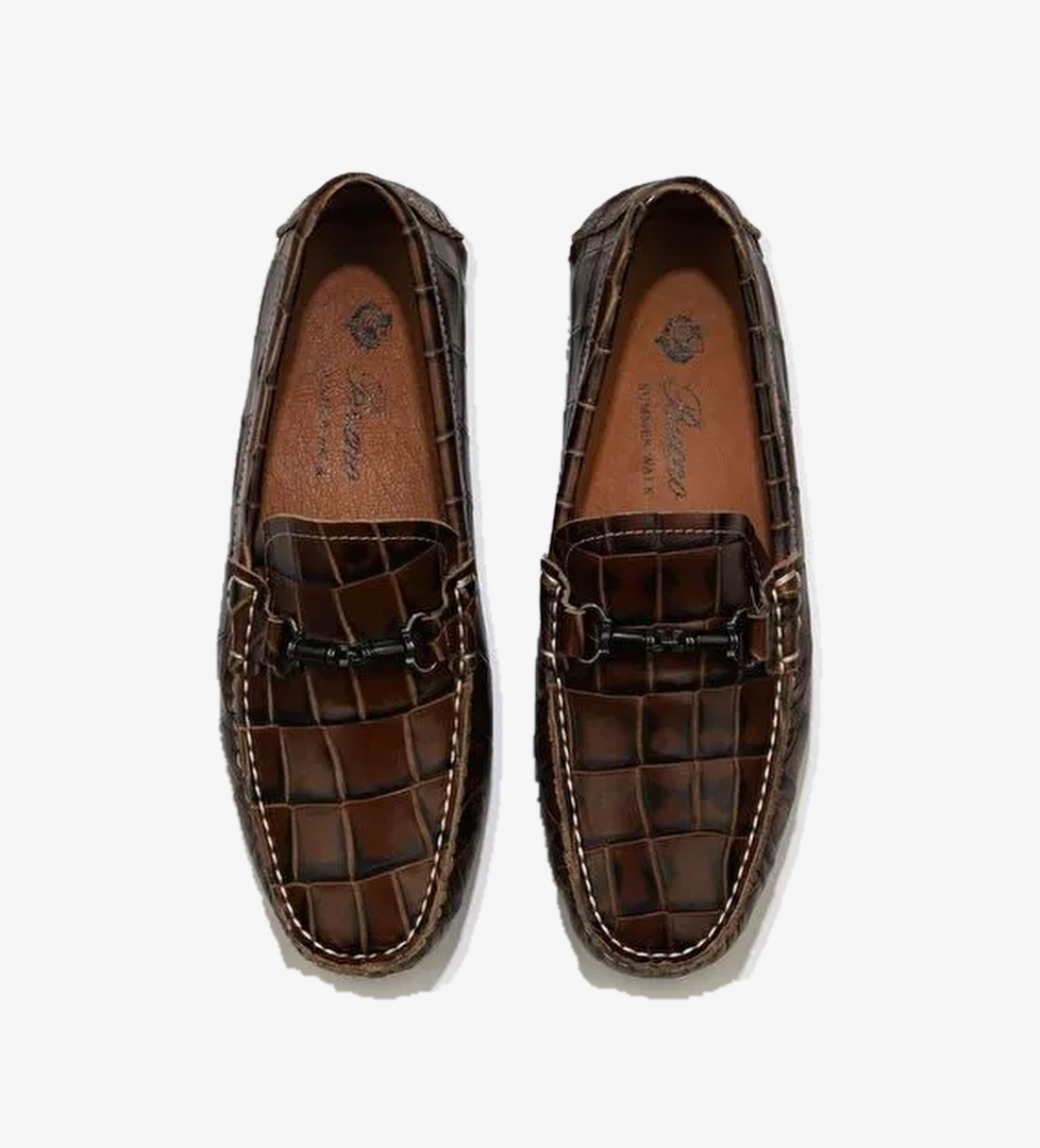 Bueno Shoes Taba Kroko Deri Erkek Loafer 05ms2021 - Görsel 1