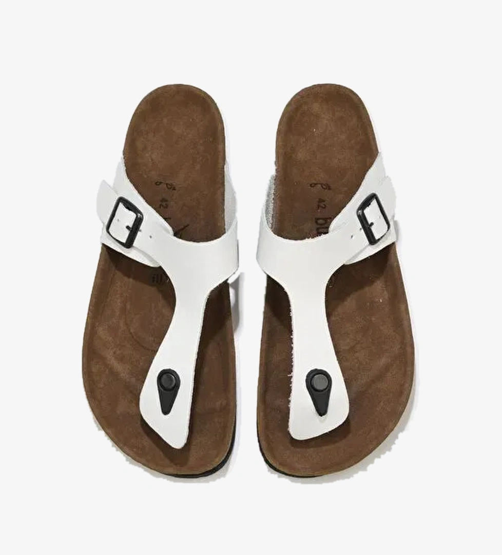 Bueno Shoes Beyaz Napa Deri Erkek Parmak Arası Terlik 05mt101 - Görsel 1