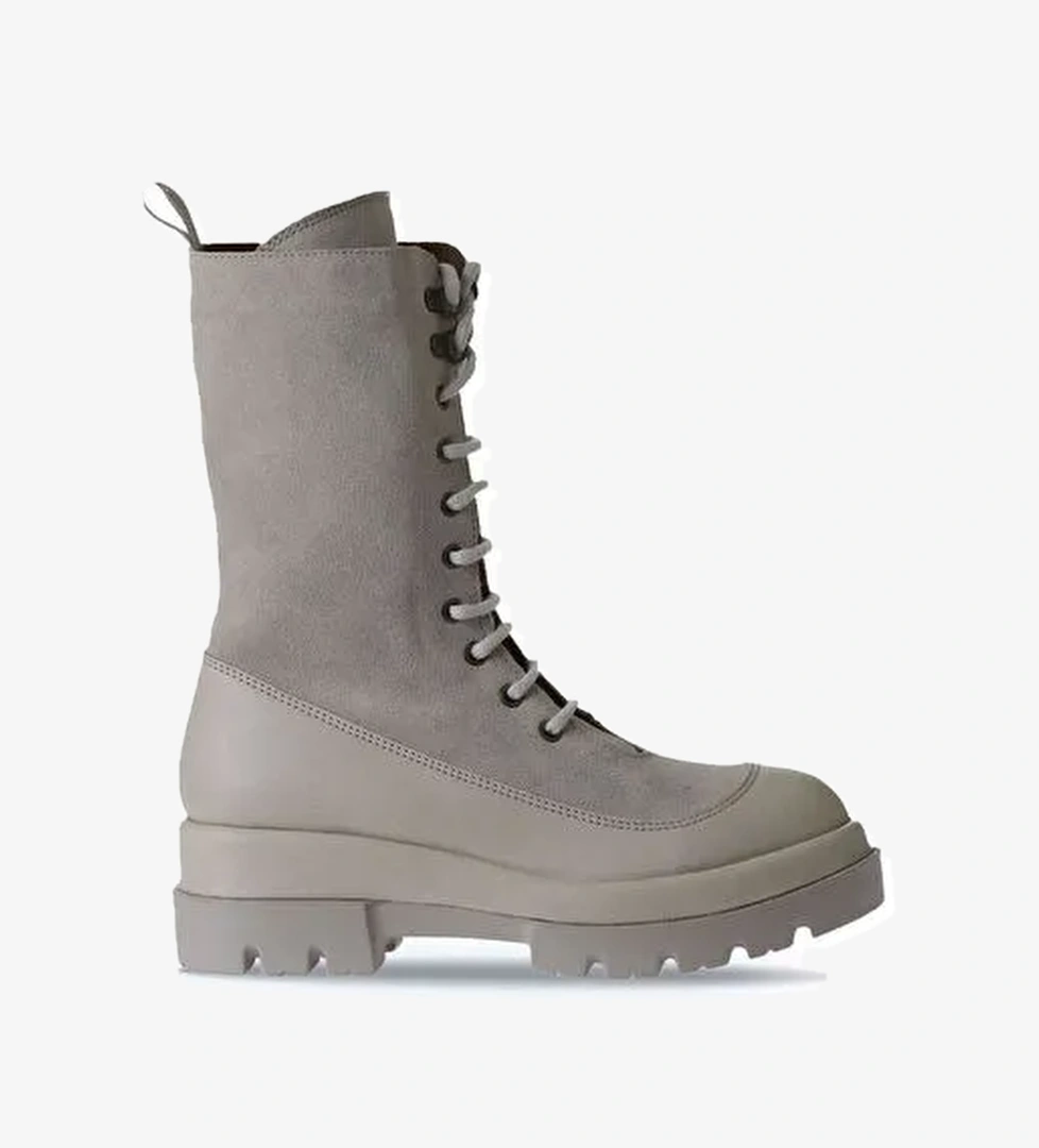 Bueno Shoes Bej Deri-süet Kadın Dolgu Topuklu Bot 01wv2901 - Görsel 1