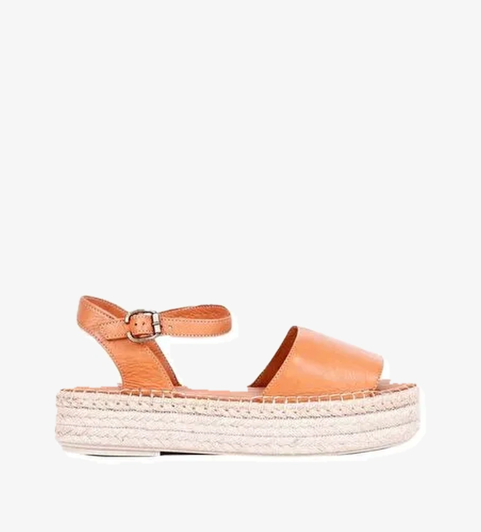 Bueno Shoes Taba Deri Kadın Dolgu Topuklu Espadril Sandalet 01wq3515 - Görsel 1