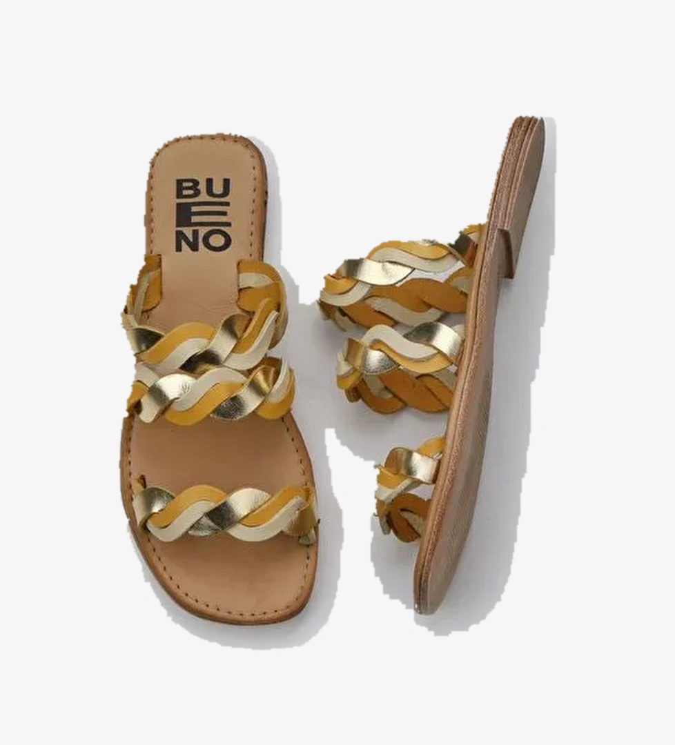 Bueno Shoes Sarı Multi Deri Kadın Düz Terlik 01wu3416 - Görsel 1