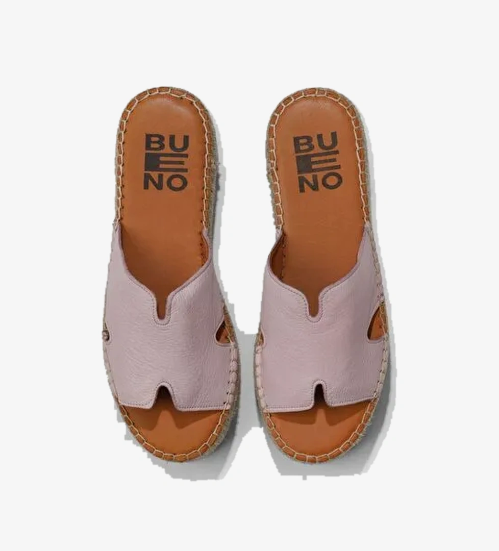Bueno Shoes Pembe Deri Kadın Dolgu Topuklu Espadril Terlik 01wu5105 - Görsel 1