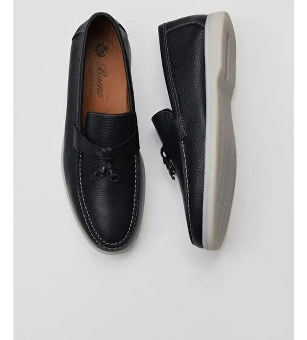 Bueno Shoes Lacivert Flotter Deri Erkek Loafer 05ms101 - Görsel 1