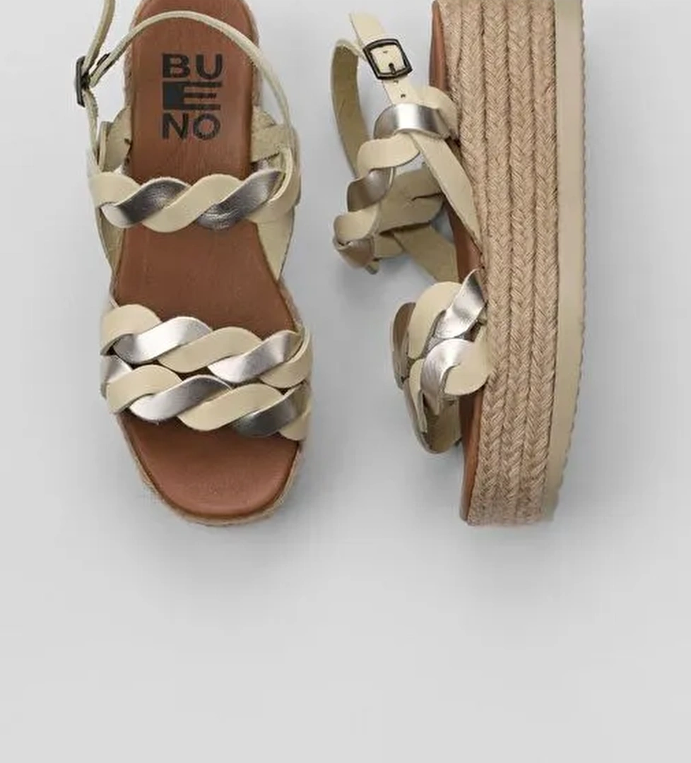 Bueno Shoes Sarı Parlak Deri Kadın Dolgu Topuklu Espadril Sandalet 01wu6119 - Görsel 1