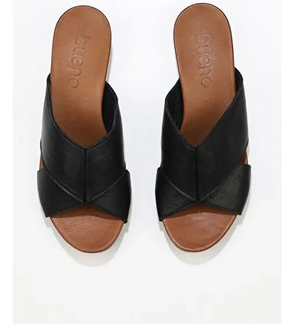 Bueno Shoes Siyah Deri Kadın Topuklu Terlik 01wn0402 - Görsel 1