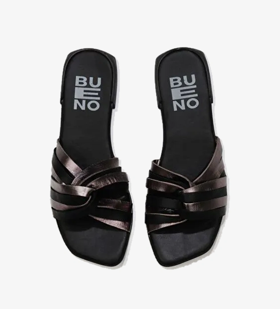 Bueno Shoes Siyah Multi Deri Kadın Düz Terlik 01wu1805 - Görsel 1