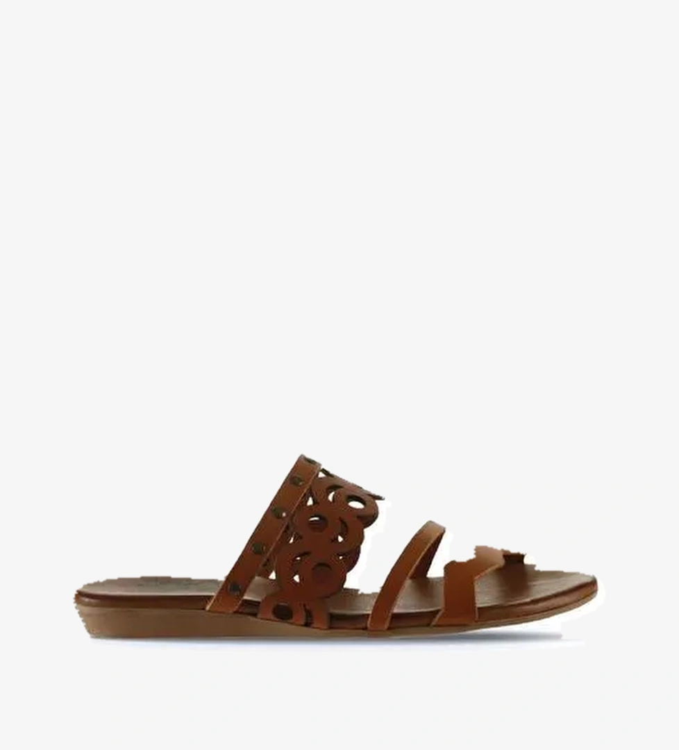 Bueno Shoes Taba Deri Kadın Düz Terlik 01wu7445 - Görsel 1