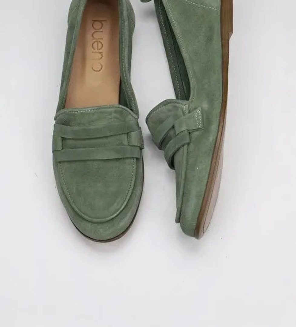 Bueno Shoes Yeşil Süet Kadın Loafer 01wy6000 - Görsel 1