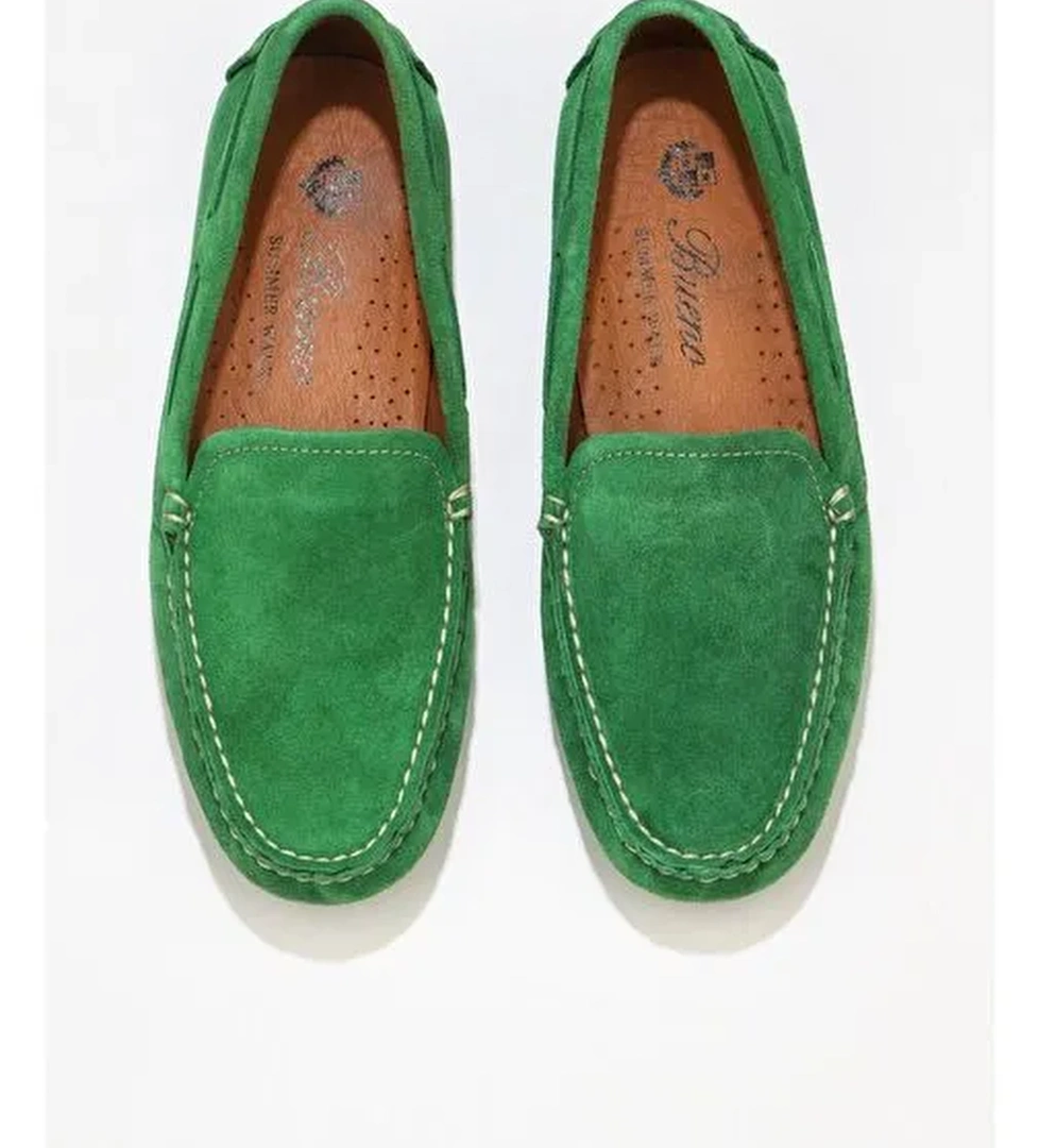 Bueno Shoes Yeşil Süet Kadın Loafer 05ws230 - Görsel 1