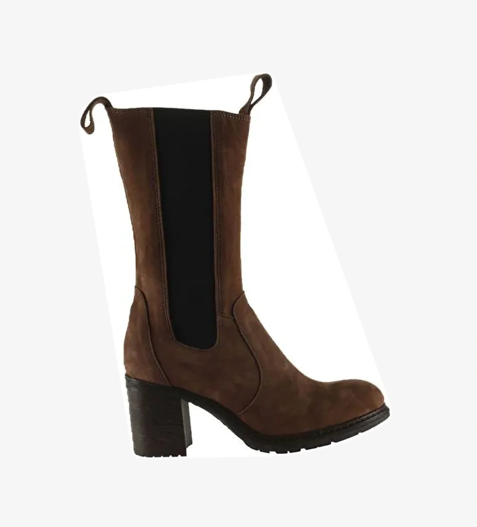 Bueno Shoes Vizon Nubuk Kadın Topuklu Bot 01wt6101 - Görsel 1