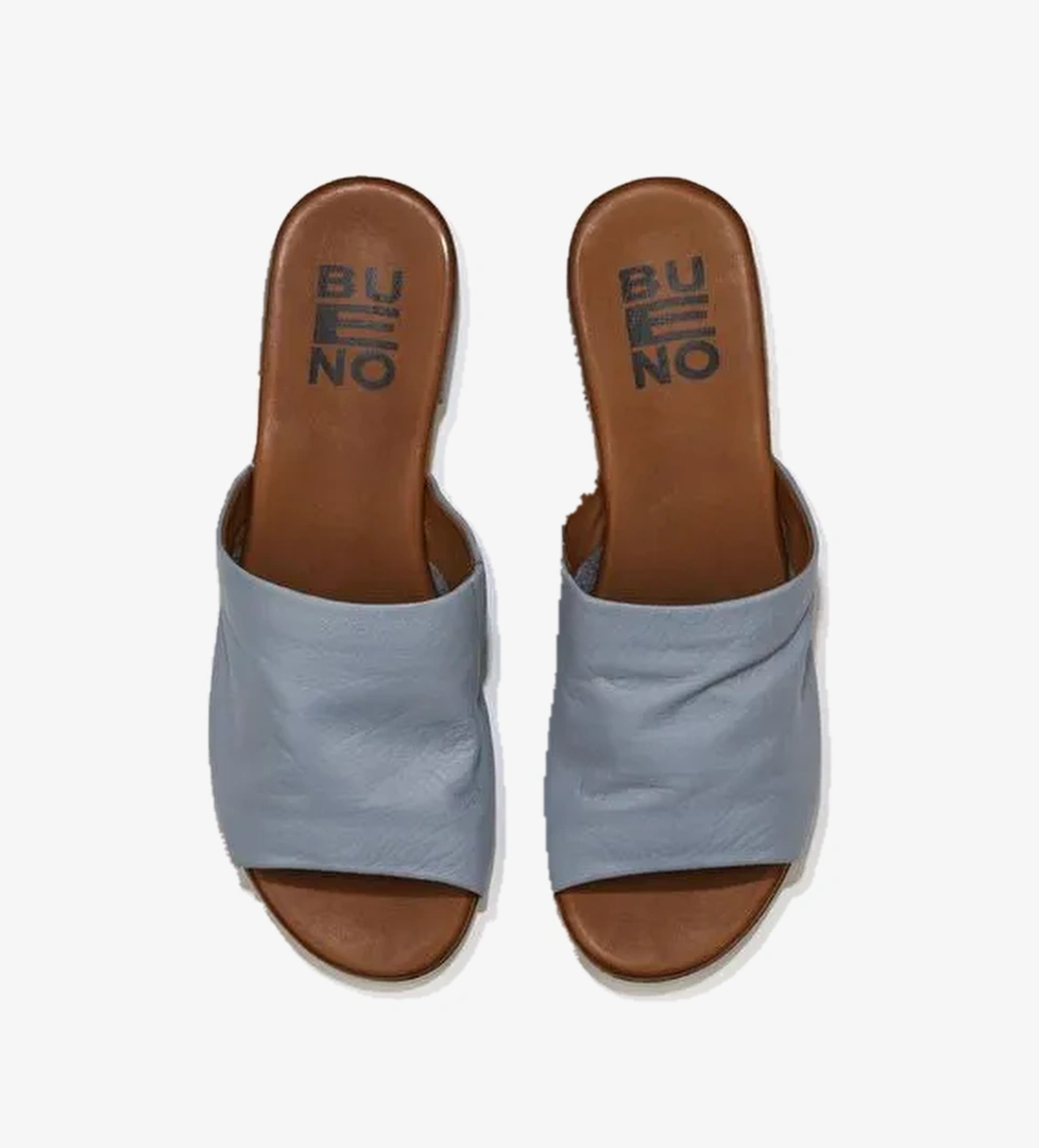 Bueno Shoes Mavi Deri Kadın Düz Terlik 01wu3100 - Görsel 1