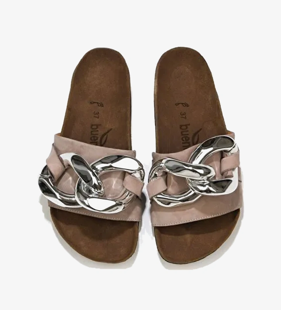 Bueno Shoes Kum Nubuk Deri Kadın Düz Terlik 05wt066