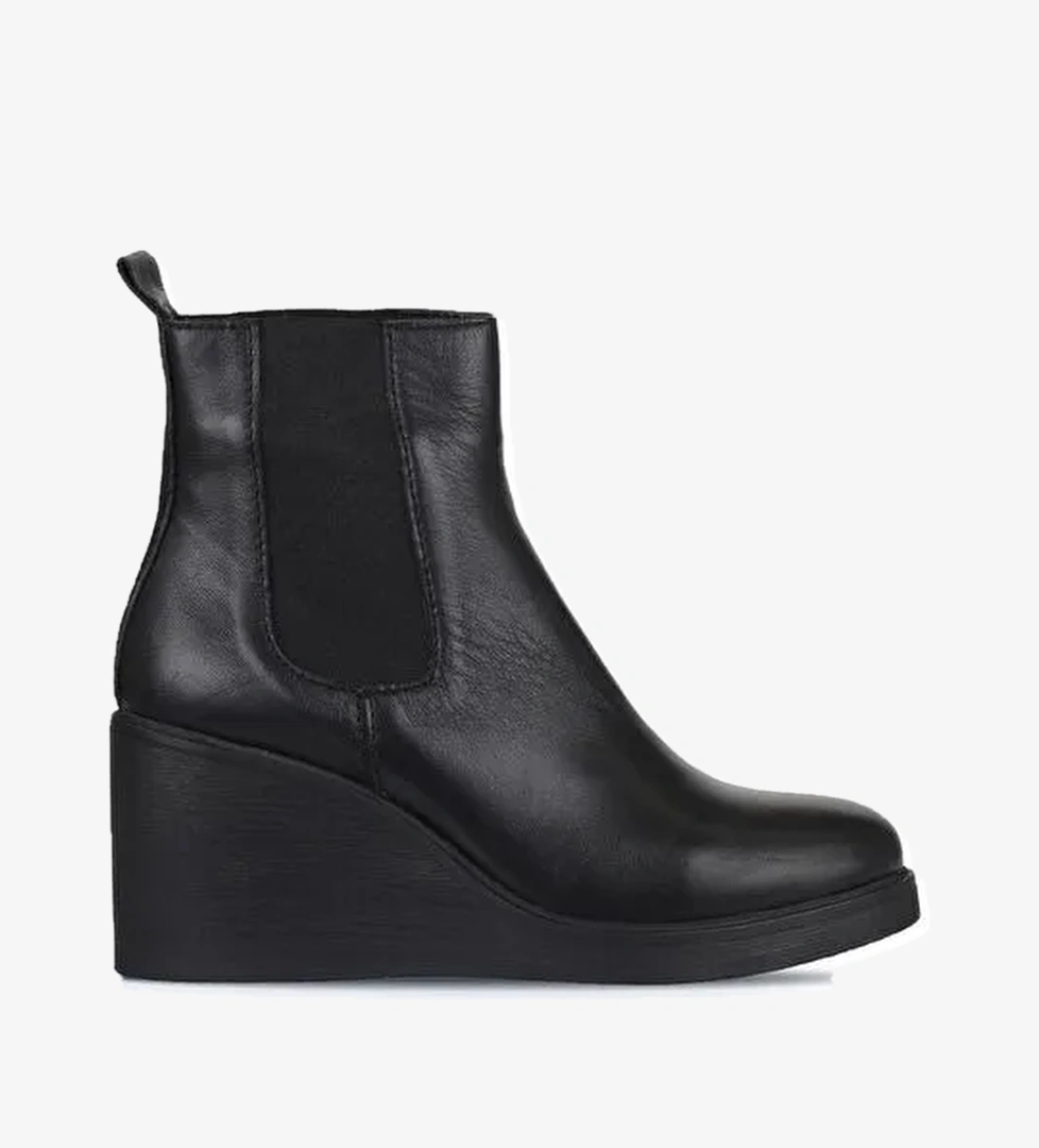 Bueno Shoes Siyah Deri Kadın Dolgu Topuklu Bot 01wz8302 - Görsel 1