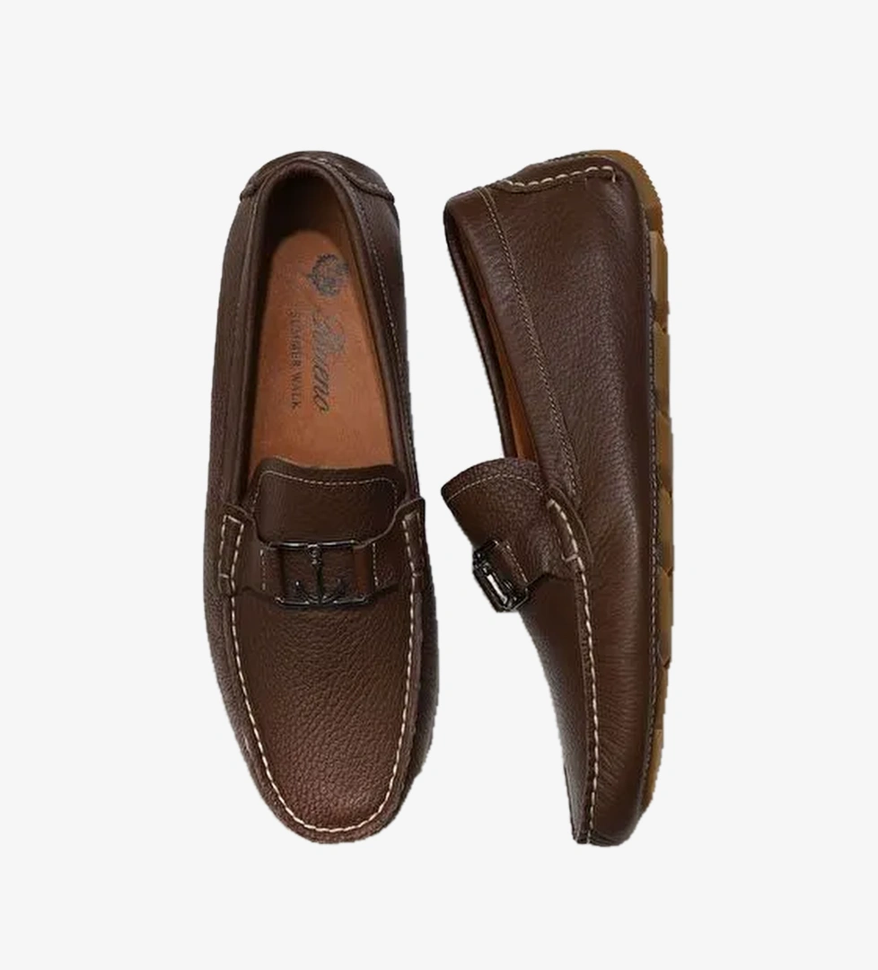 Bueno Shoes Kahverengi Flotter Deri Erkek Loafer 05ms2025