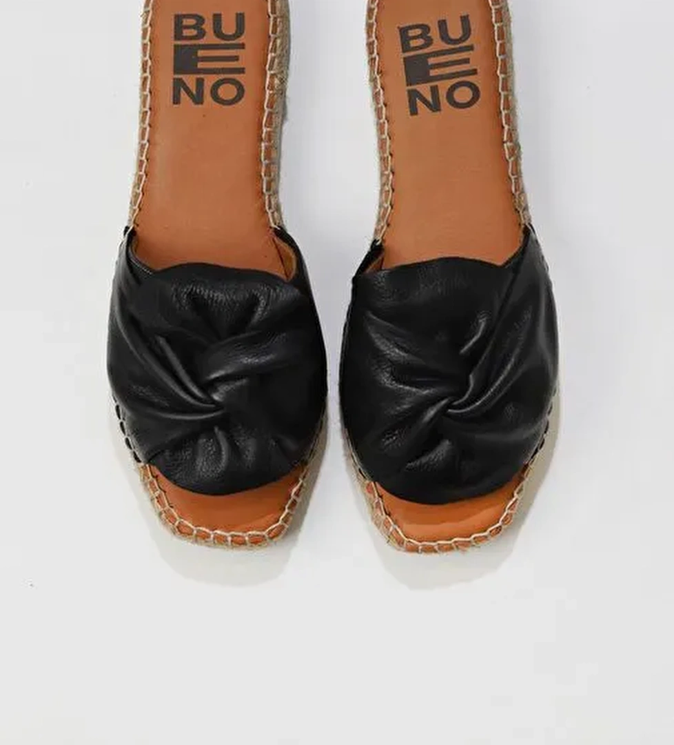 Bueno Shoes Siyah Deri Kadın Espadril Terlik 01ws9900 - Görsel 1