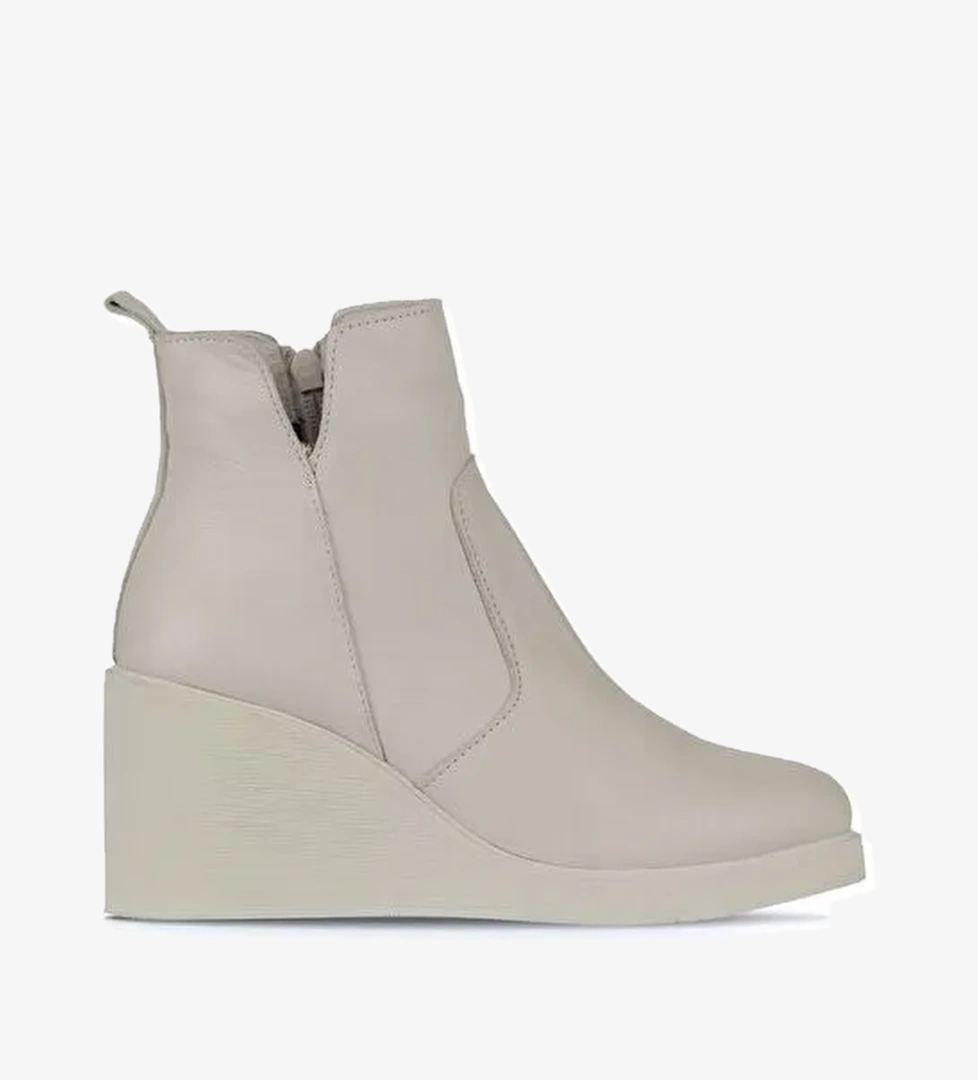 Bueno Shoes Bej Deri Kadın Dolgu Topuklu Bot 01wz8301 - Görsel 1