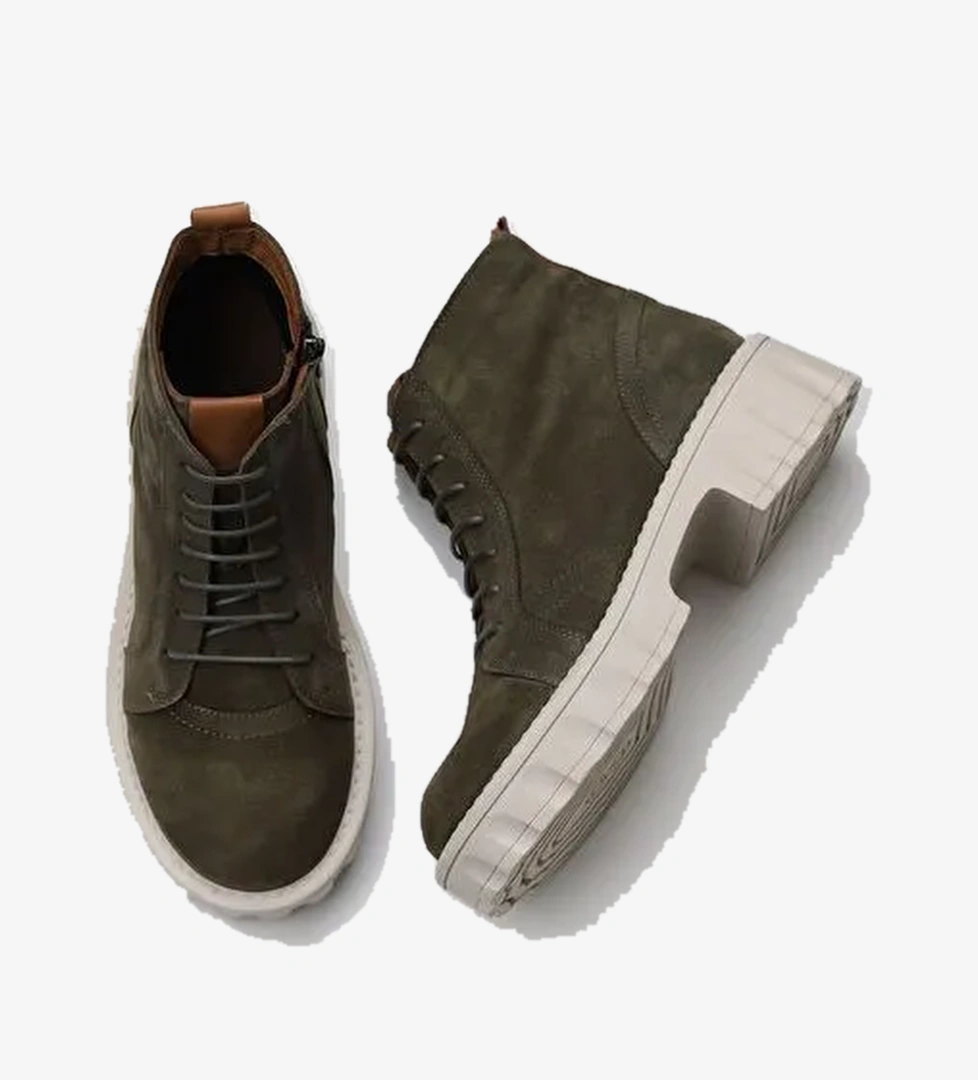 Bueno Shoes Haki Süet Kadın Topuklu Bot 01wv9000 - Görsel 1