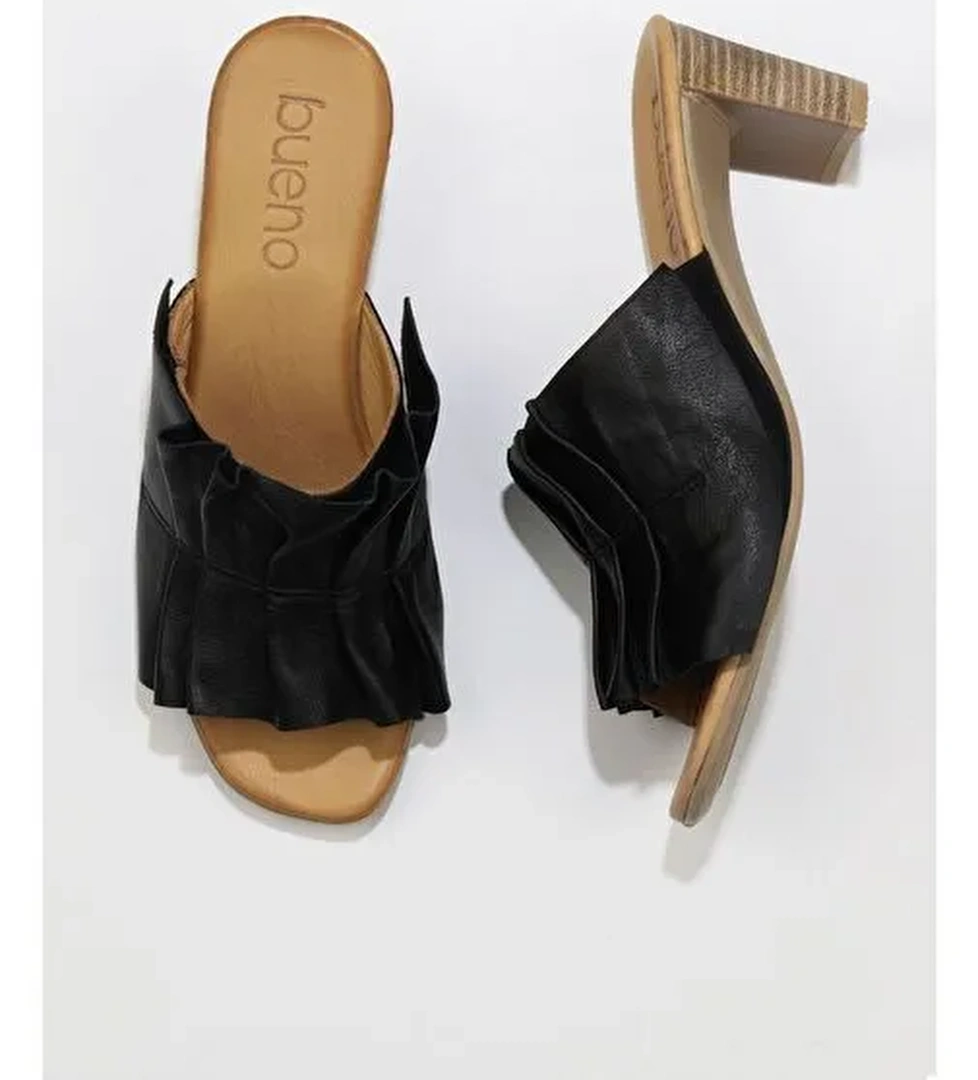 Bueno Shoes Siyah Deri Kadın Topuklu Terlik 01wn4001 - Görsel 1