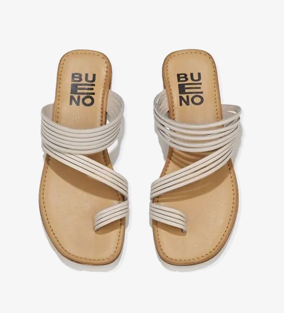 Bueno Shoes Beyaz Deri Kadın Parmak Arası Terlik 01wu3418 - Görsel 1