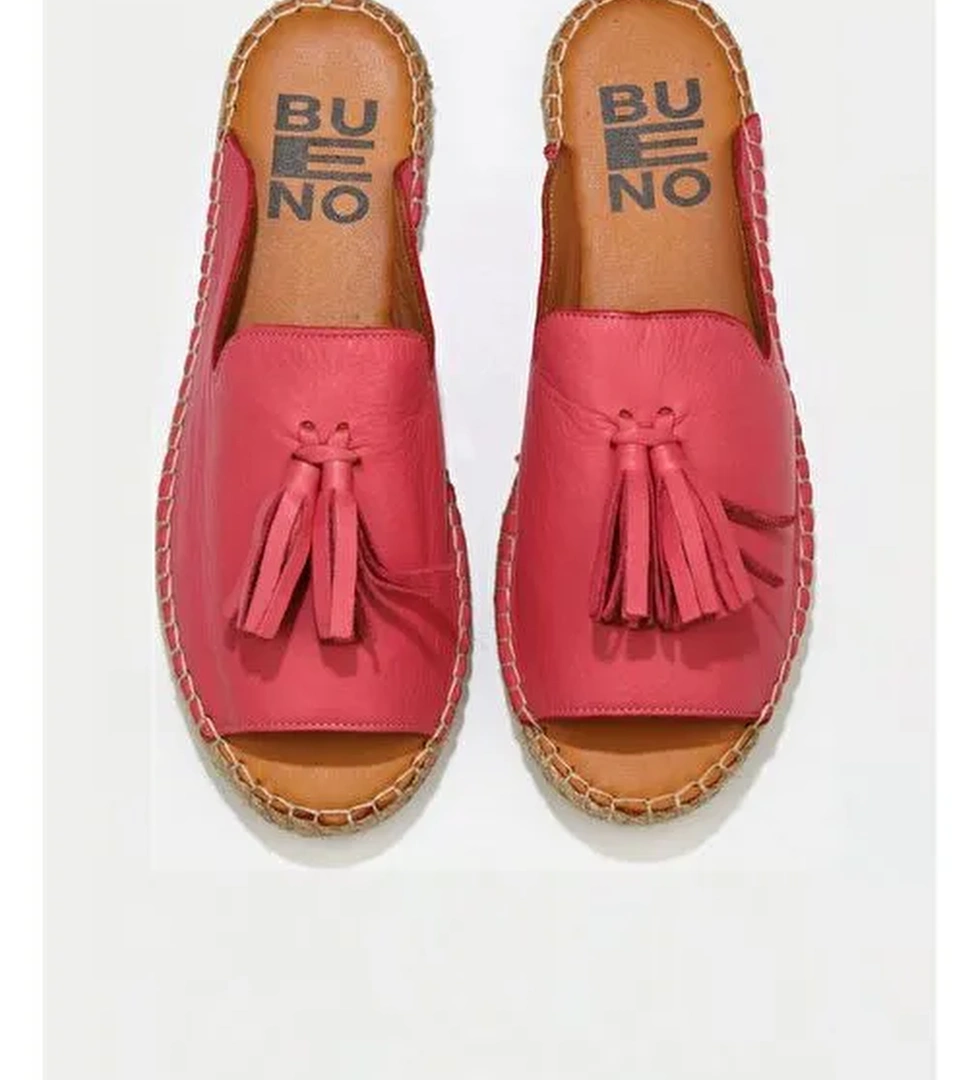 Bueno Shoes Fuşya Deri Kadın Espadril Terlik 01wj0311 - Görsel 1
