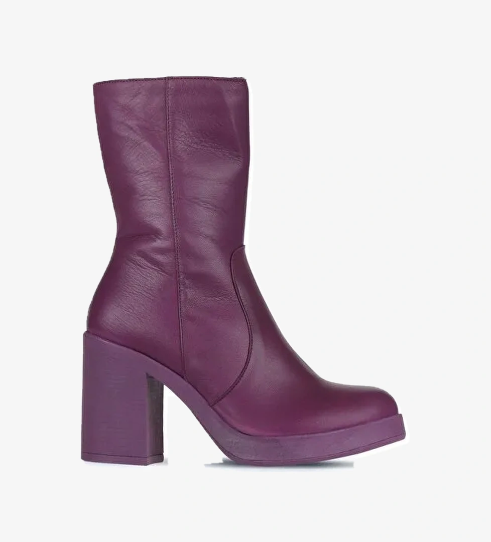 Bueno Shoes Mor Deri Kadın Topuklu Bot 01wz3203 - Görsel 1