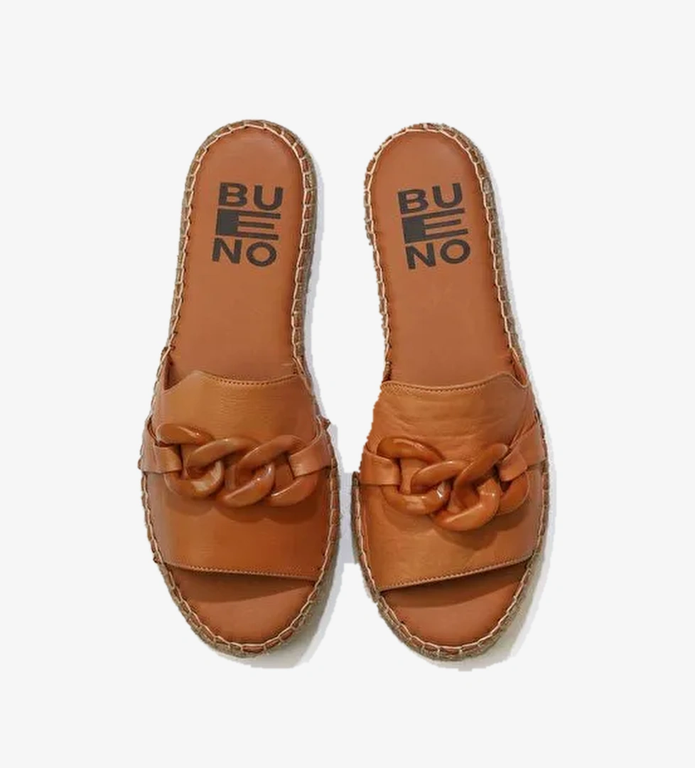 Bueno Shoes Taba Deri Kadın Espadril Terlik 01ws1821 - Görsel 1