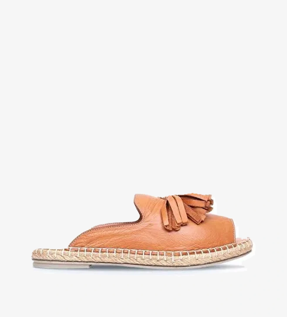 Bueno Shoes Taba Deri Kadın Espadril Terlik 01wj0311 - Görsel 1