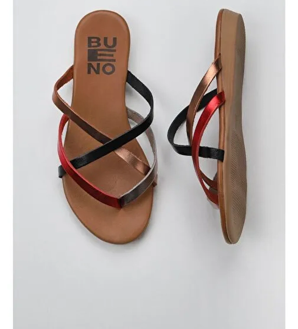 Bueno Shoes Gri Multi Deri Kadın Parmak Arası Terlik 01wu7458 - Görsel 1