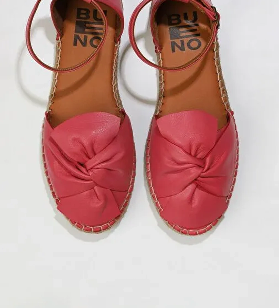 Bueno Shoes Fuşya Deri Kadın Espadril Sandalet 01ws1807 - Görsel 1