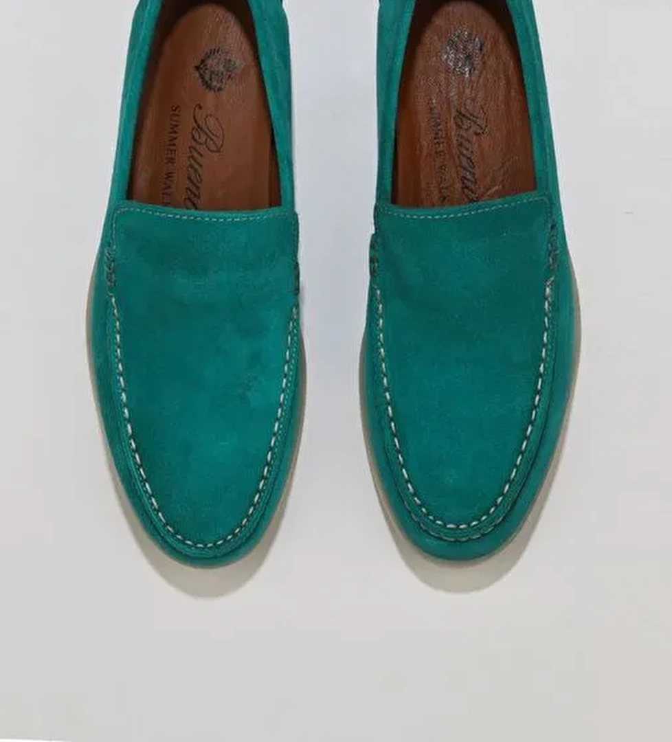 Bueno Shoes Yeşil Süet Kadın Loafer 05ws102 - Görsel 1