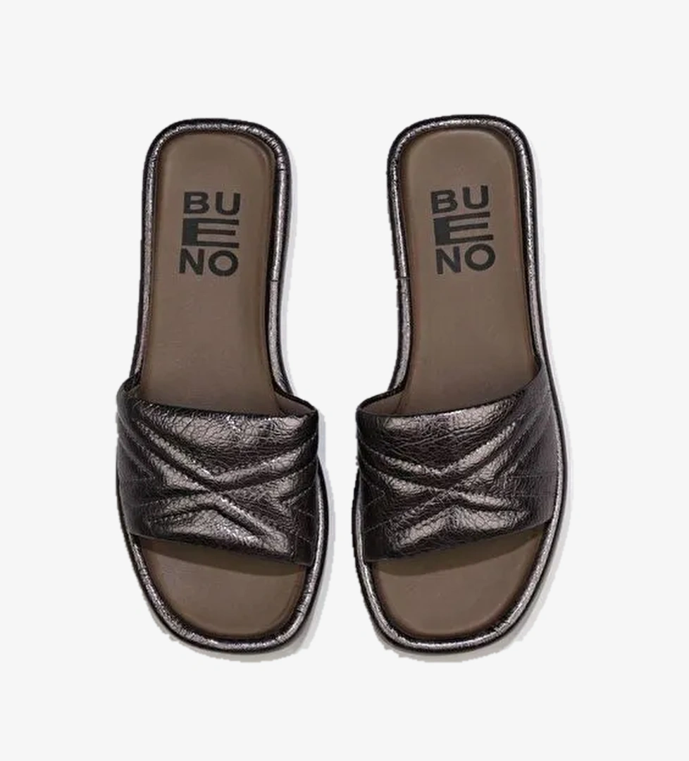 Bueno Shoes Kurşun Parlak Deri Kadın Düz Terlik 01wu4100 - Görsel 1