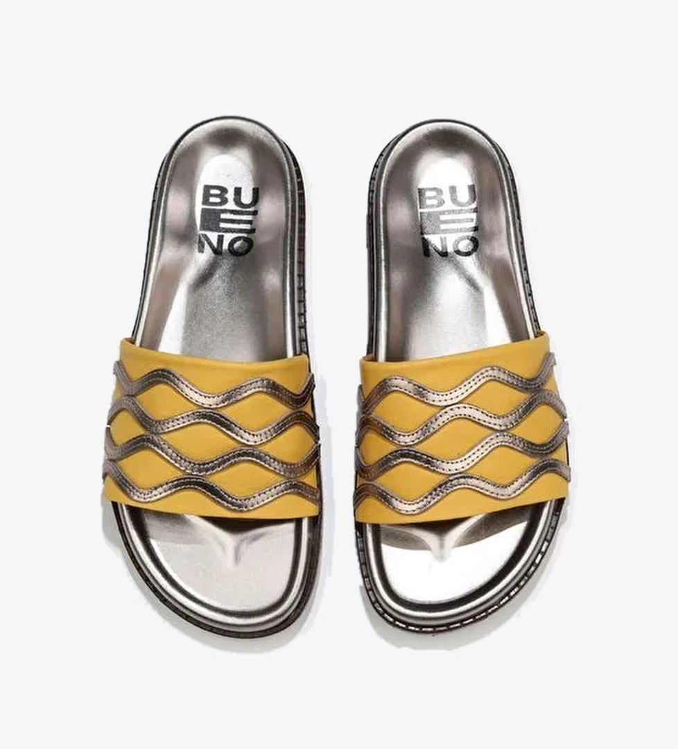 Bueno Shoes Sarı Multi Deri Kadın Düz Terlik 01wu5828 - Görsel 1