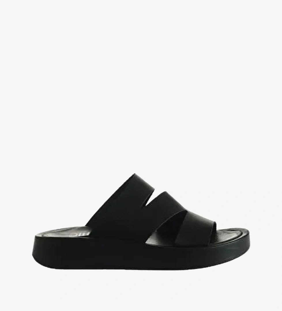 Bueno Shoes Siyah Deri Kadın Dolgu Topuklu Terlik 01wu4629