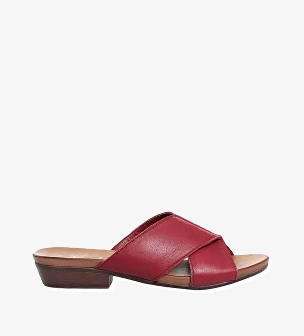 Bueno Shoes Bordo Deri Kadın Topuklu Terlik 01wn0402 - Görsel 1