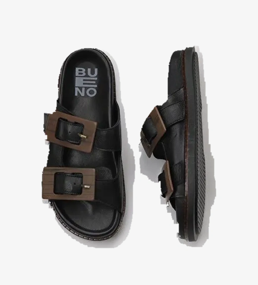Bueno Shoes Siyah Deri Kadın Düz Terlik 01wu5817 - Görsel 1