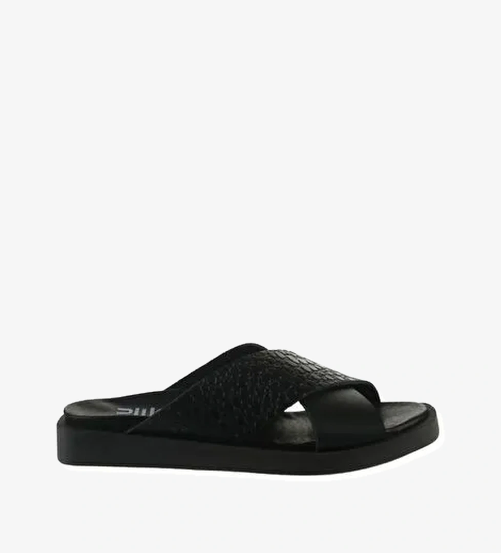 Bueno Shoes Siyah Deri Kadın Düz Terlik 01ws2817 - Görsel 1