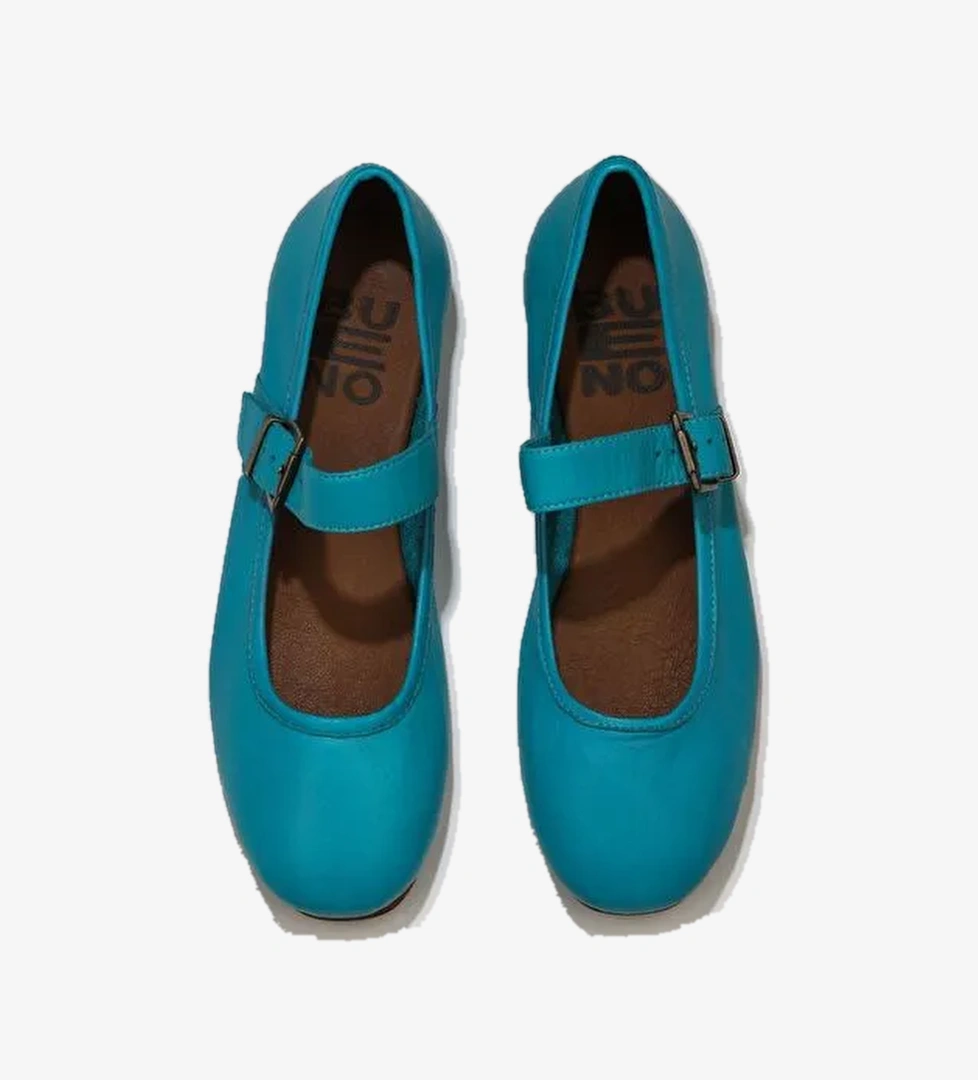Bueno Shoes Turkuaz Deri Kadın Düz Babet 01ws4409 - Görsel 1