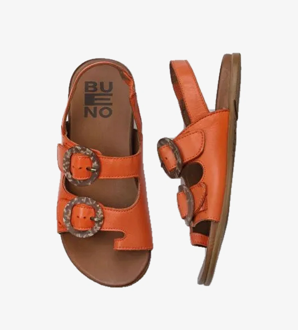 Bueno Shoes Turuncu Deri Kadın Parmak Arası Sandalet 01wu4223