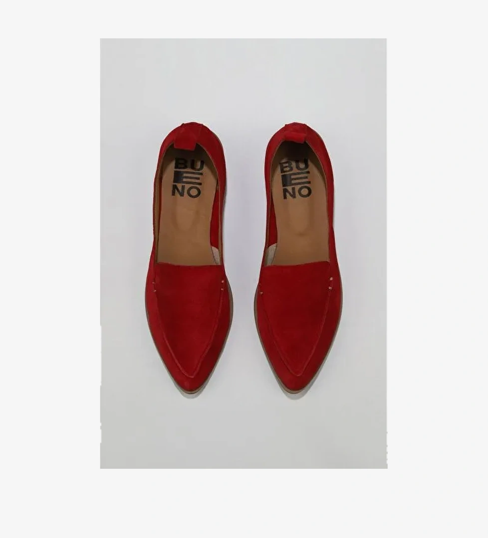 Bueno Shoes Kırmızı Süet Kadın Düz Babet 01wn0128 - Görsel 1