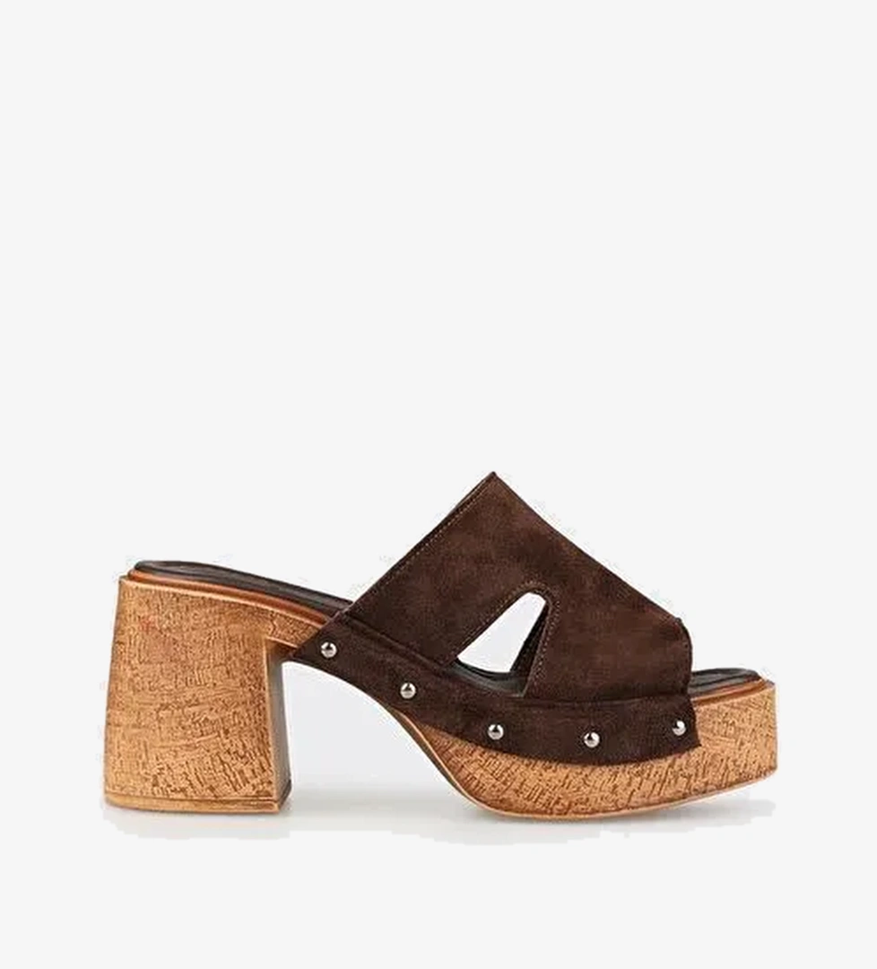 Kahve Deri Kadın Terlik - Görsel 1