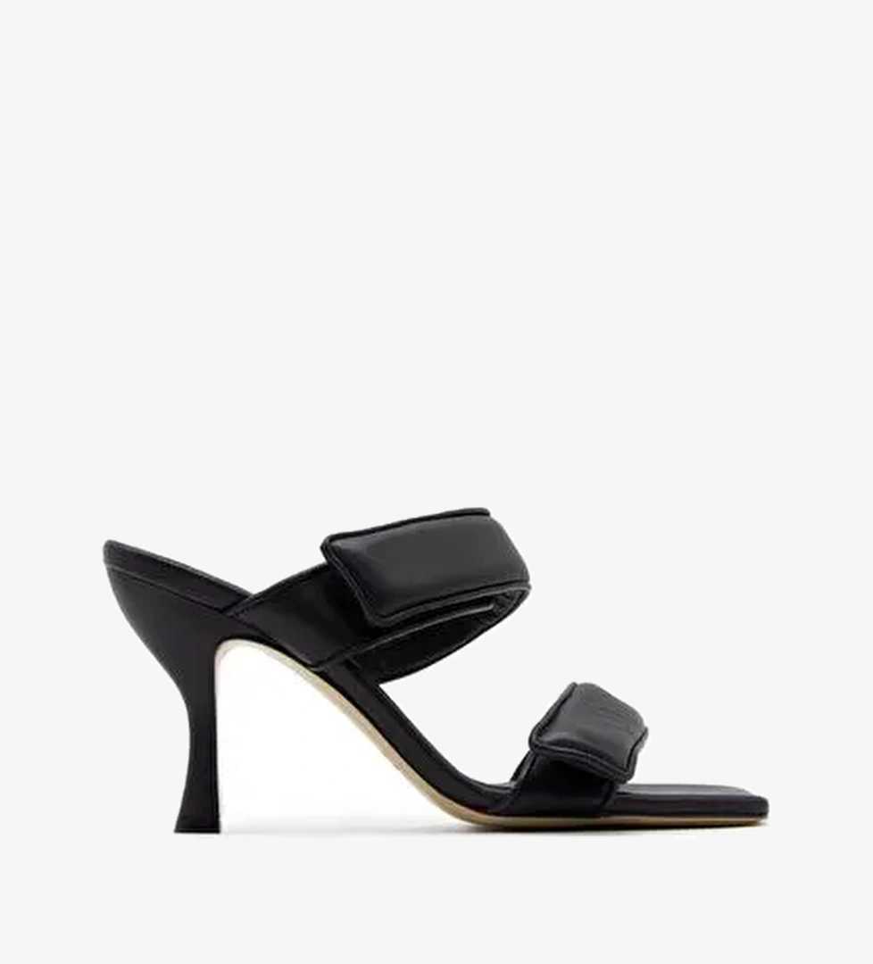 Çift Bantlı Siyah Topuklu Terlik - Görsel 1