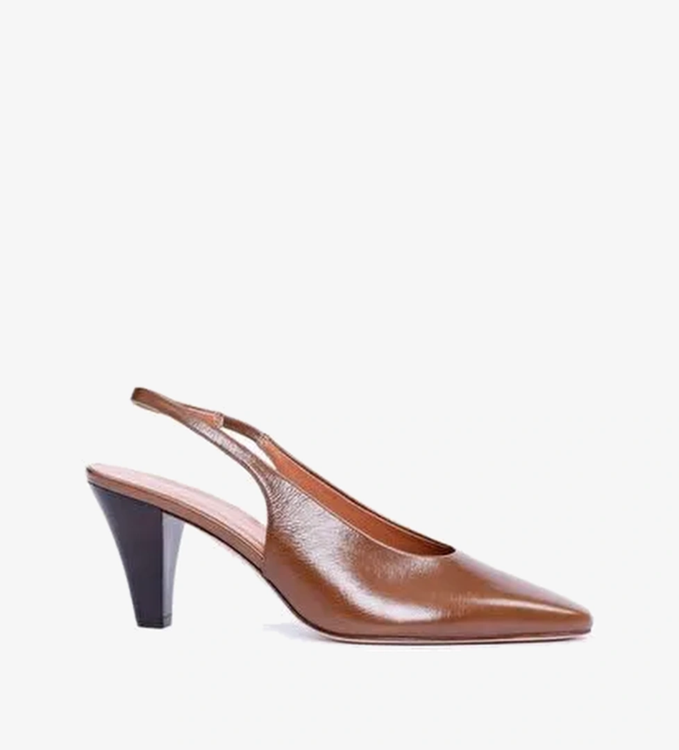 Arkası Açık Deri Topuklu Ayakkabı - Görsel 1