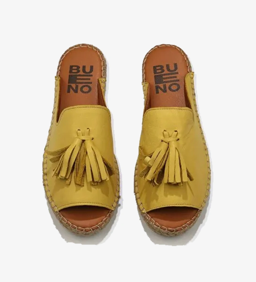 Bueno Shoes Sarı Deri Kadın Espadril Terlik 01wj0311 - Görsel 1
