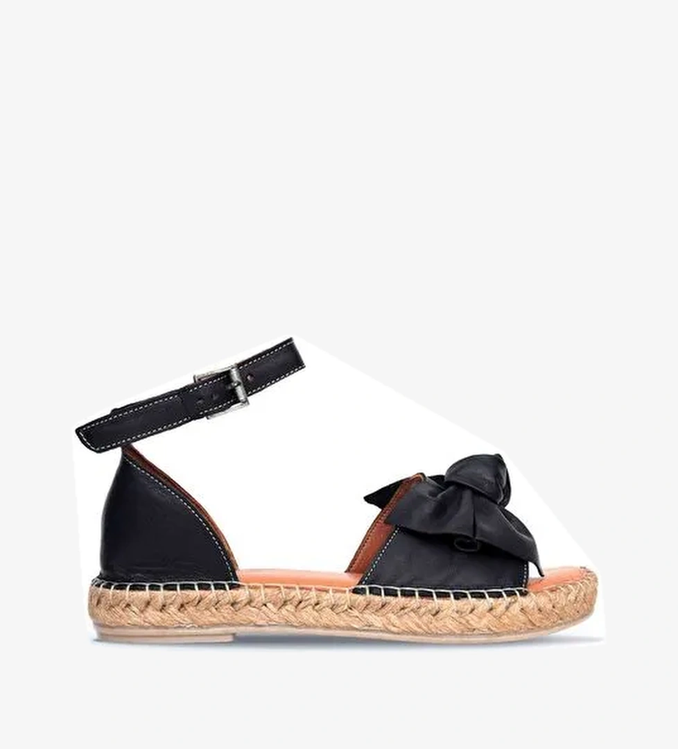 Bueno Shoes Siyah Deri Kadın Espadril Sandalet 01wn3008 - Görsel 1